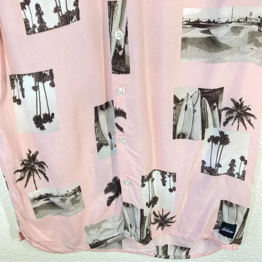 SOLD!! Hollister Mens Beach Shirt Small Pink Button Down - Picture 7 of 14